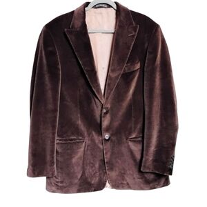 Men's Vintage Perry Ellis Brown Velvet Blazer Jacket 42 L